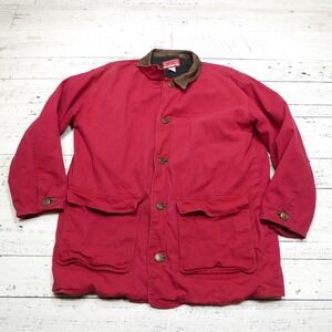 Marlboro Country Store Jacket Size Medium Red Canvas Button Up Chore Vintage